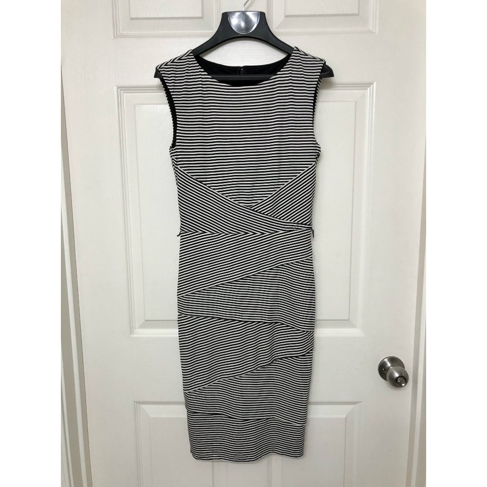 White House Black Market Striped Sheath Dress Sz 2